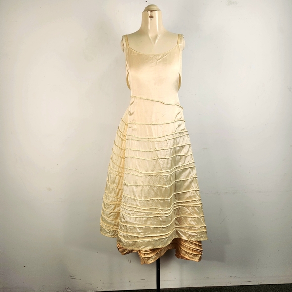 Krista Larson | Wearable Art | Butter Yellow Dual Layer Long Spring Slip Dress - Picture 3 of 16